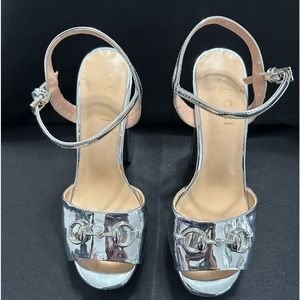 Gucci silver platforms